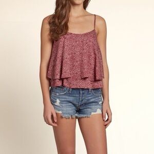 Hollister Red Ruffle Crop Tank | Size Medium